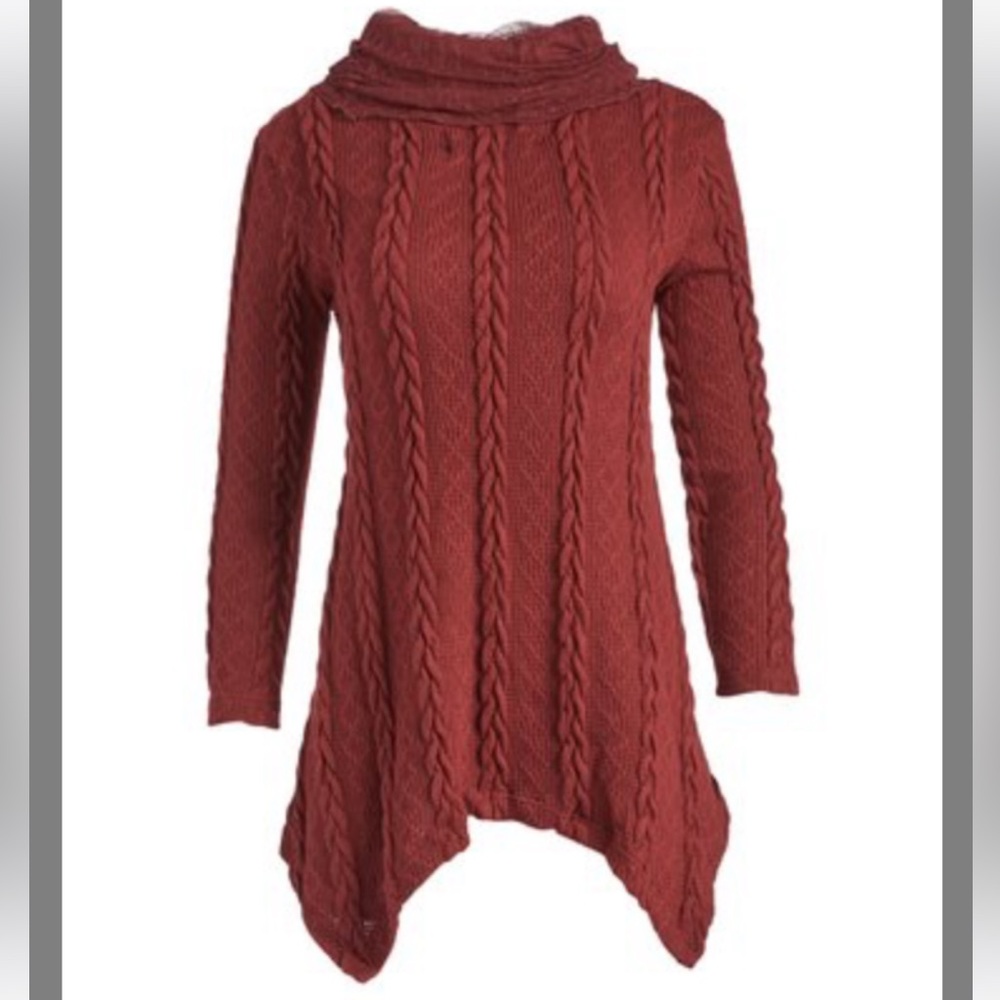 Pretty Angel Size Large Burgundy Cowl Neck Sweater